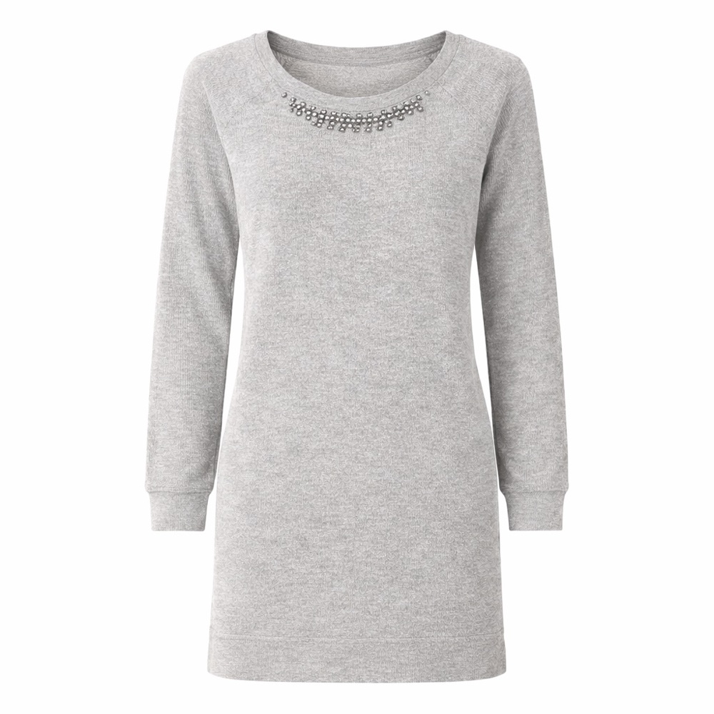 Paraphrase Women's 100% Cotton Sweater Dress | Heather Grey